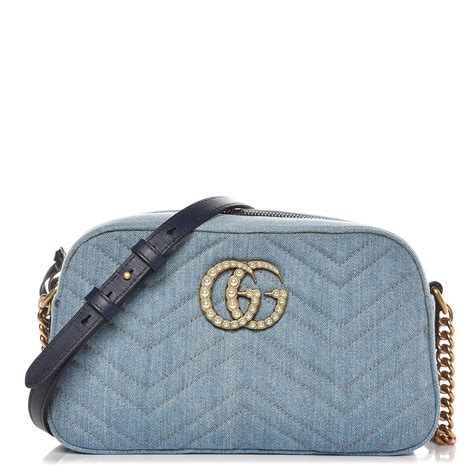 gucci denim pearl handbag|More.